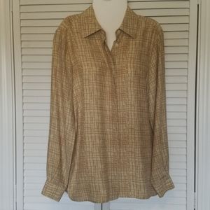 Zarella Long Sleeved Silk Button Down Blouse